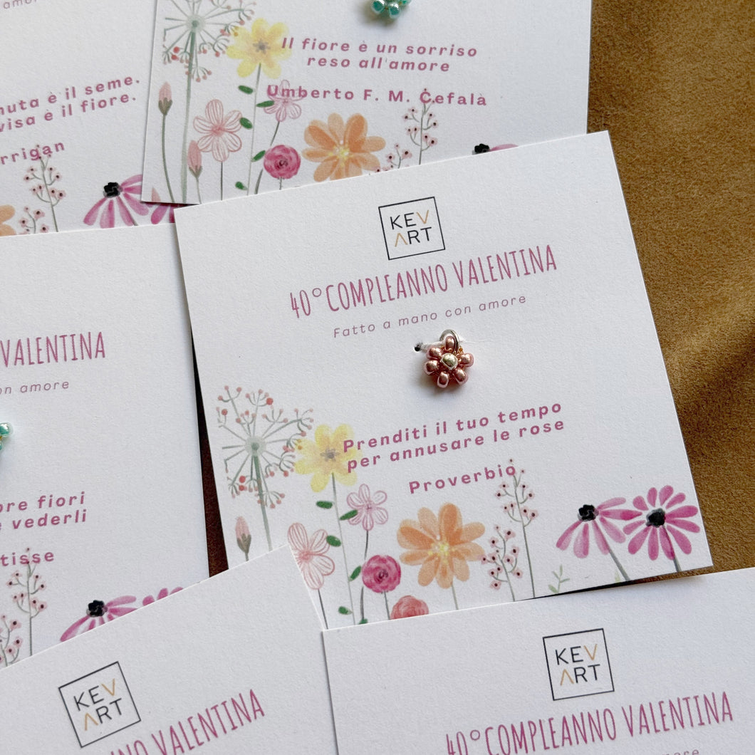 Fiori per la tua festa - Pendente con perline Miyuki - Tessuto a mano