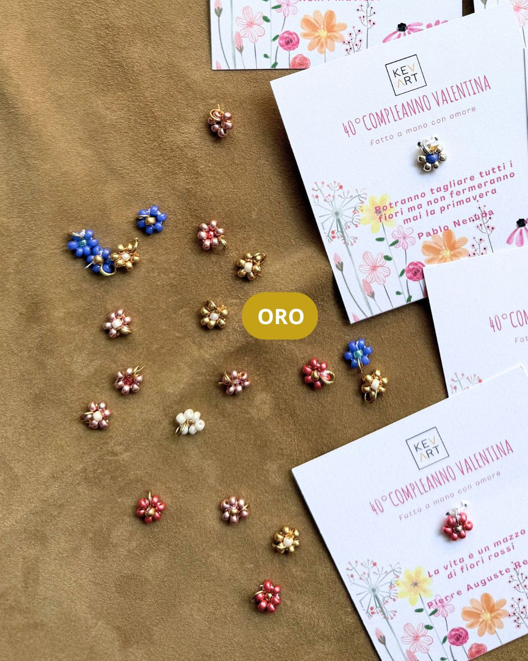 Fiore pendente con perline Miyuki - Tessuto a mano