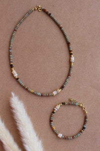 Bracciale Africa - Diaspro, occhio di tigre, madreperla e argento placcato oro - Collezione World Tour
