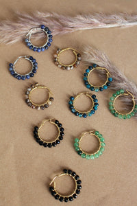 Bubble Vulcano - Coppia di orecchini a cerchio in argento con pietre in onice - Collezione Bubble