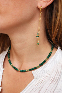 Orecchini Smeraldite - Pendenti in giada e argento placcato oro - Collezione Signorina