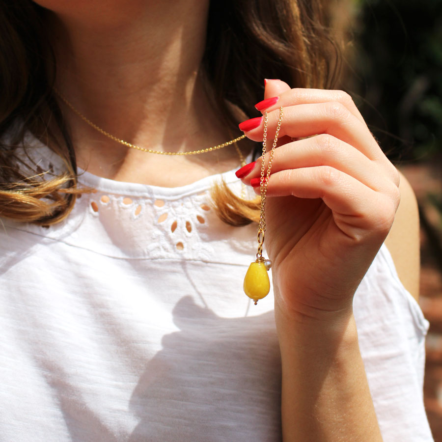 Collana Sorrento - In acciaio e giada gialla - Collezione Terra Mia