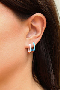 Mono Orecchino Rainbow Azzurro - Argento placcato oro rosa e smalto azzurro - Collezione Colourful