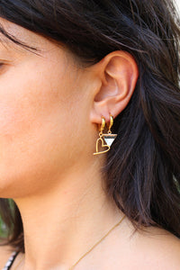 Mono orecchino Cuore Oro - Cerchietto in argento placcato oro e ciondolo cuore - Collezione Mono Orecchini