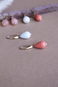 Orecchini Pompei - In argento placcato oro rosa e corallo rosa - Collezione Terra Mia