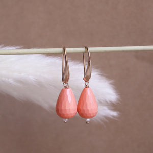 Orecchini Pompei - In argento placcato oro rosa e corallo rosa - Collezione Terra Mia