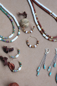 Orecchini Chicago - Argento, aulite magnesite e amazzonite - Collezione World Tour
