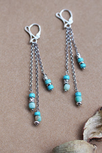 Orecchini Chicago - Argento, aulite magnesite e amazzonite - Collezione World Tour